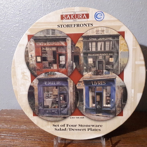 4 Plates Storefronts by Sakura French Decor NWOT - Picture 6 of 8